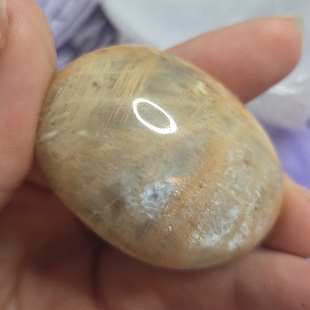 💜Flashy ✨️Peach Moonstone Palmstone